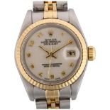 ROLEX - a lady's bi-metal Datejust automatic bracelet watch, ref. 69173, circa 1988, cream Rolex