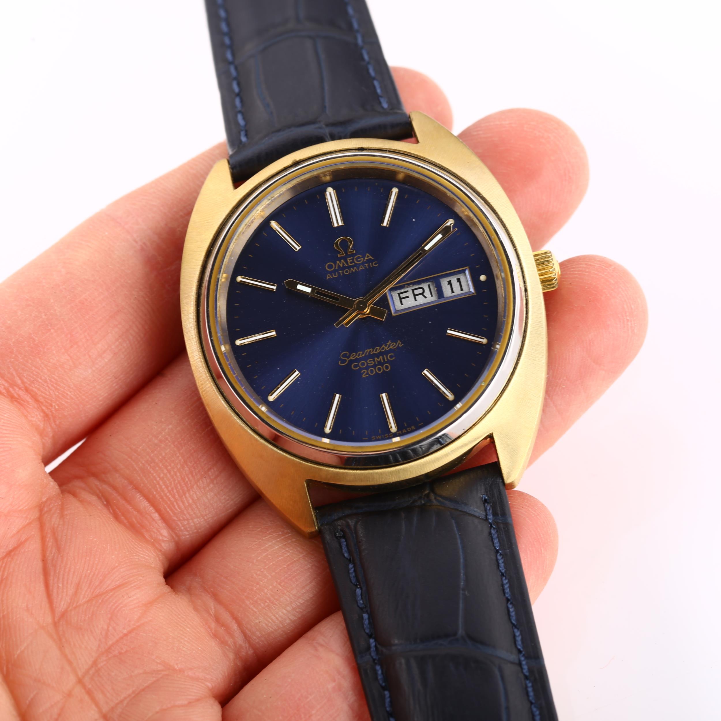 OMEGA - a gold plated stainless steel Seamaster Cosmic 2000 automatic wristwatch, ref. 166.131, - Image 5 of 5