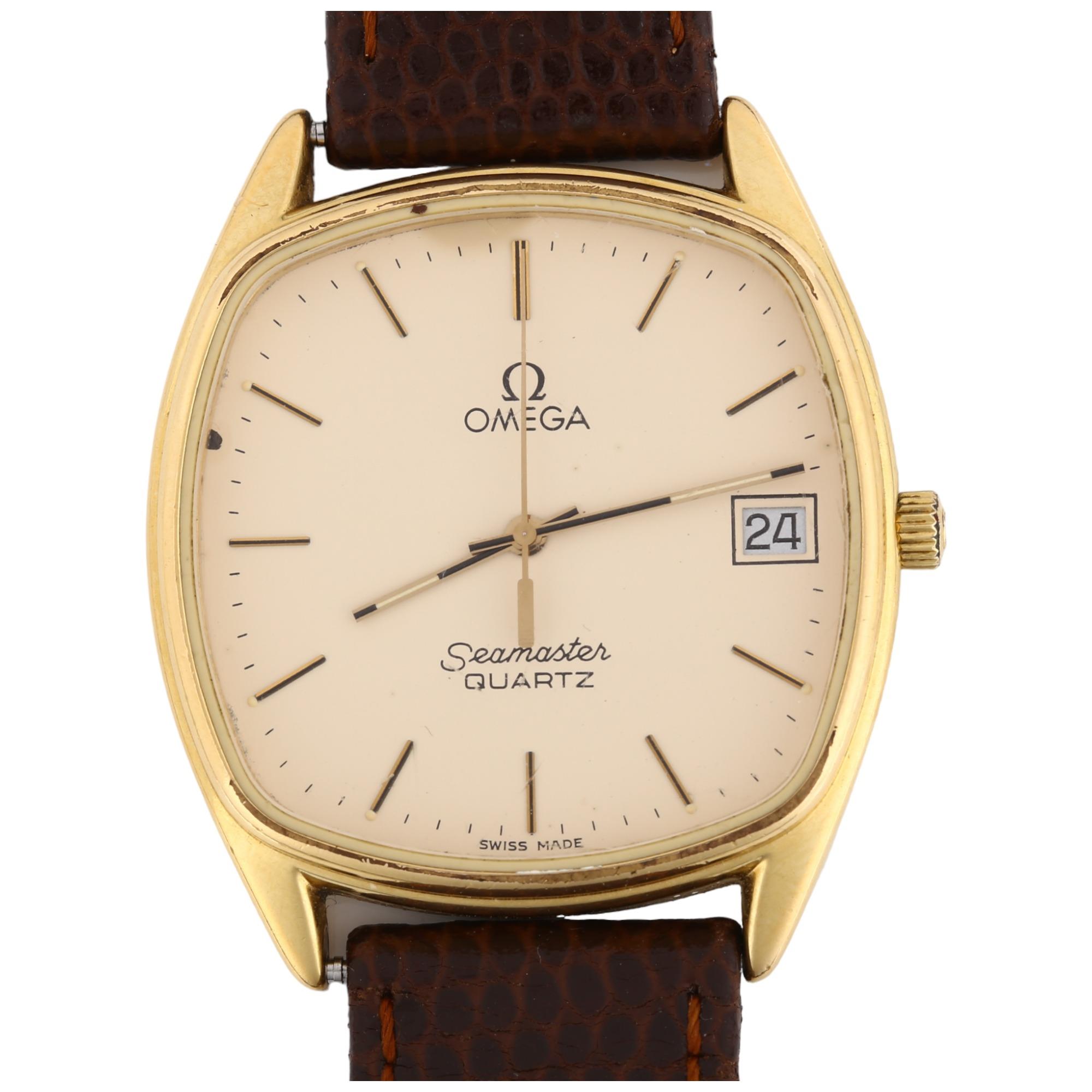 OMEGA - a gold plated stainless steel Seamaster quartz wristwatch, ref. 196.0280, circa 1980,