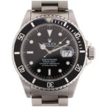 ROLEX - a stainless steel Submariner Date automatic bracelet watch, ref. 16610, circa 1999, black