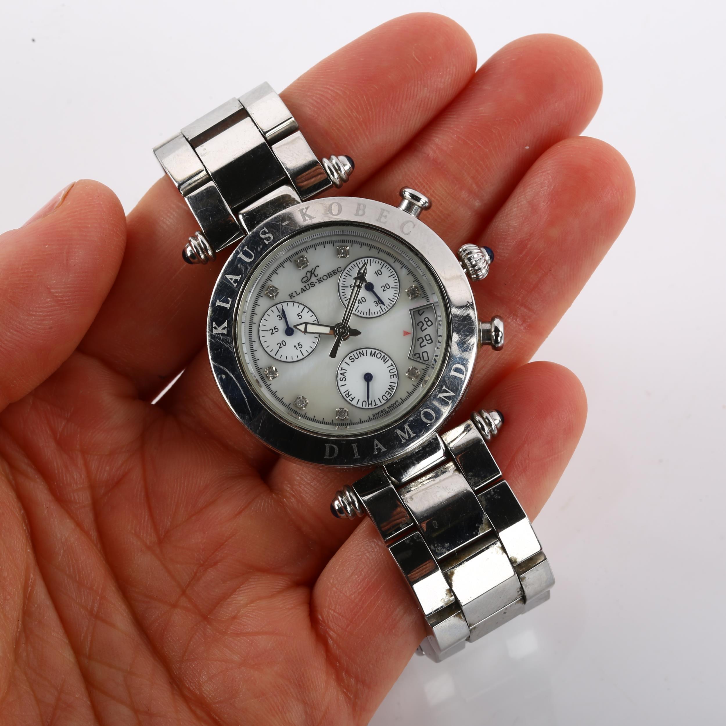KLAUS-KOBEC - a lady's stainless steel Diamond quartz chronograph bracelet watch, ref. KKB1918, - Image 5 of 5