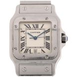 CARTIER - a mid-size stainless steel Santos Galbee quartz bracelet watch, ref. 1564, beige dial with