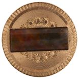 A Victorian jasper memorial brooch, unmarked yellow metal settings with rectangular barrel-cut