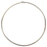 An Italian 18ct white gold collar necklace, band width 3mm, necklace length 42cm, 21g No damage or