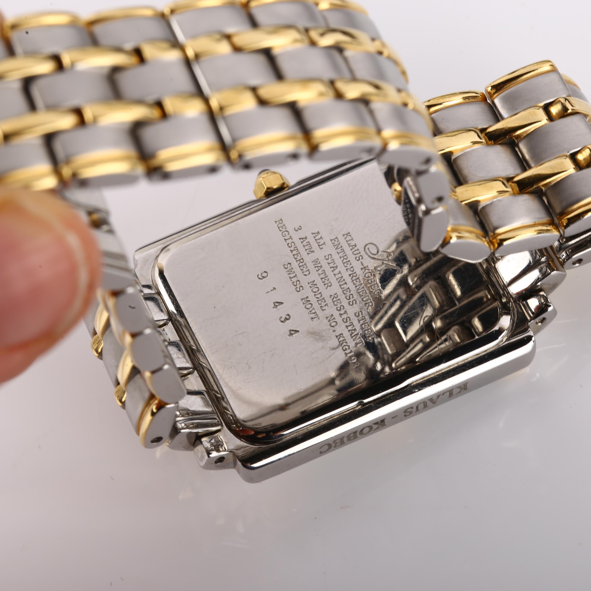 KLAUS-KOBEC - a gold plated stainless steel Entrepreneur quartz bracelet watch, silvered dial with - Image 4 of 5