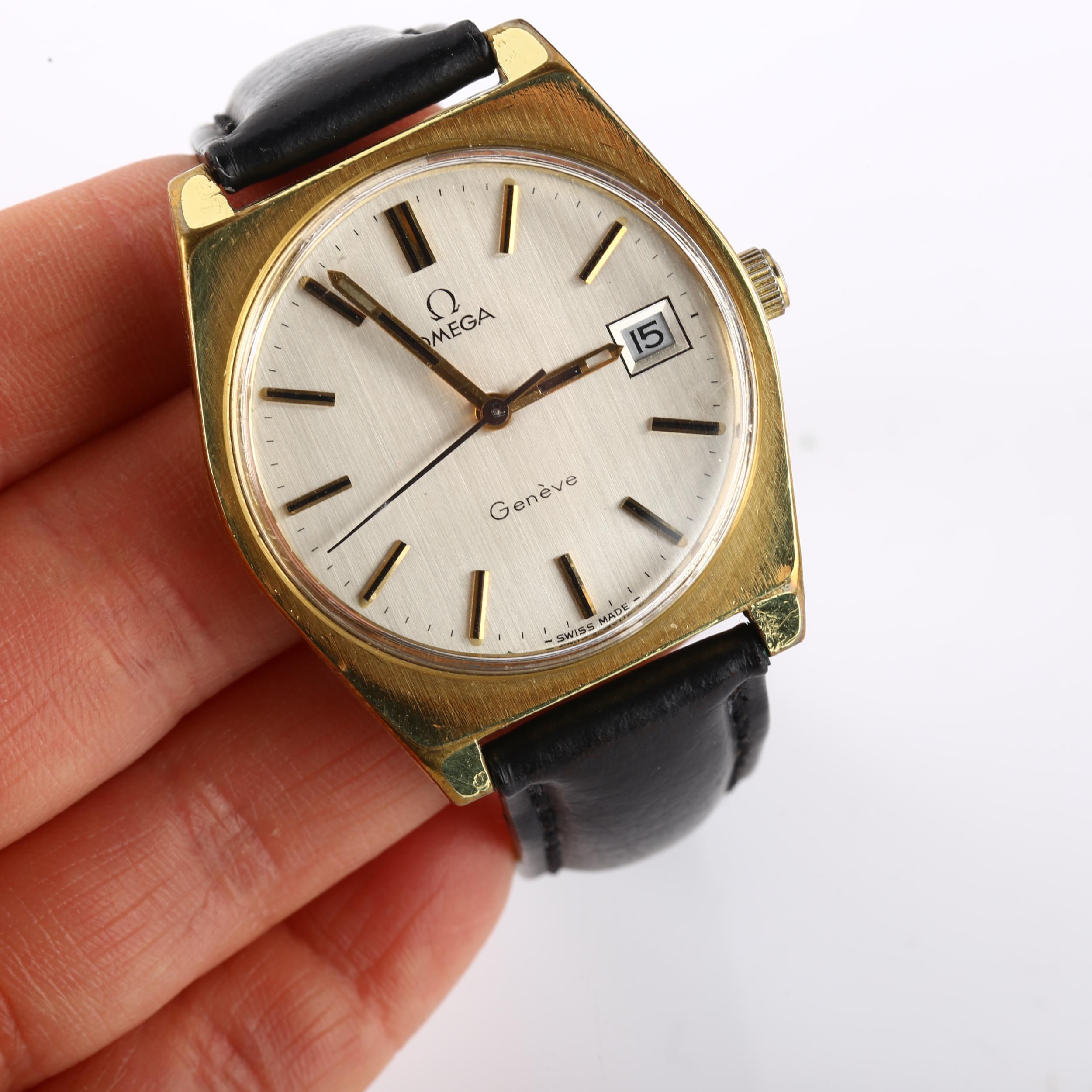 OMEGA - a gold plated stainless steel Geneve mechanical wristwatch, ref. 136.0049, circa 1972, - Image 5 of 5