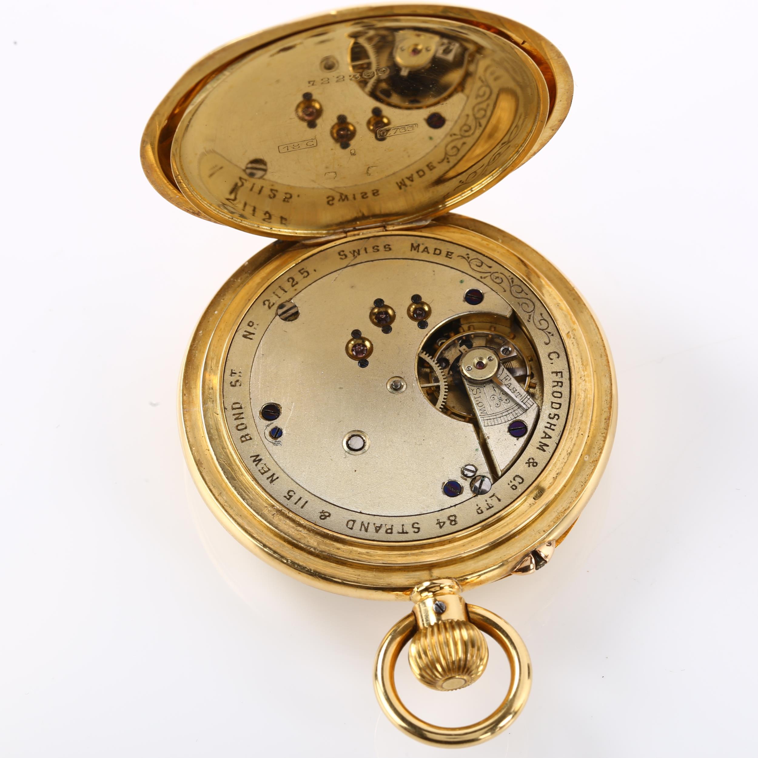 CHARLES FRODSHAM & CO LTD - an early 20th century 18ct gold open-face keyless pocket watch, silvered - Image 4 of 5