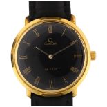 OMEGA - a gold plated De Ville mechanical wristwatch, ref. 111.077, circa 1969, black dial with gilt
