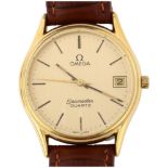 OMEGA - a gold plated stainless steel Seamaster quartz wristwatch, ref. 1337, champagne dial with