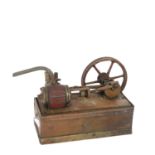 A small Vintage scratch-built model stationary engine, length of box 16cm