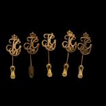 A set of 5 Thoroughbred Guild 9ct gold tie pins, 1995, '96, '97, '98 and '99, 11g gross