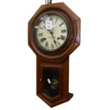American Ansonia wooden-cased wall clock, H58cm