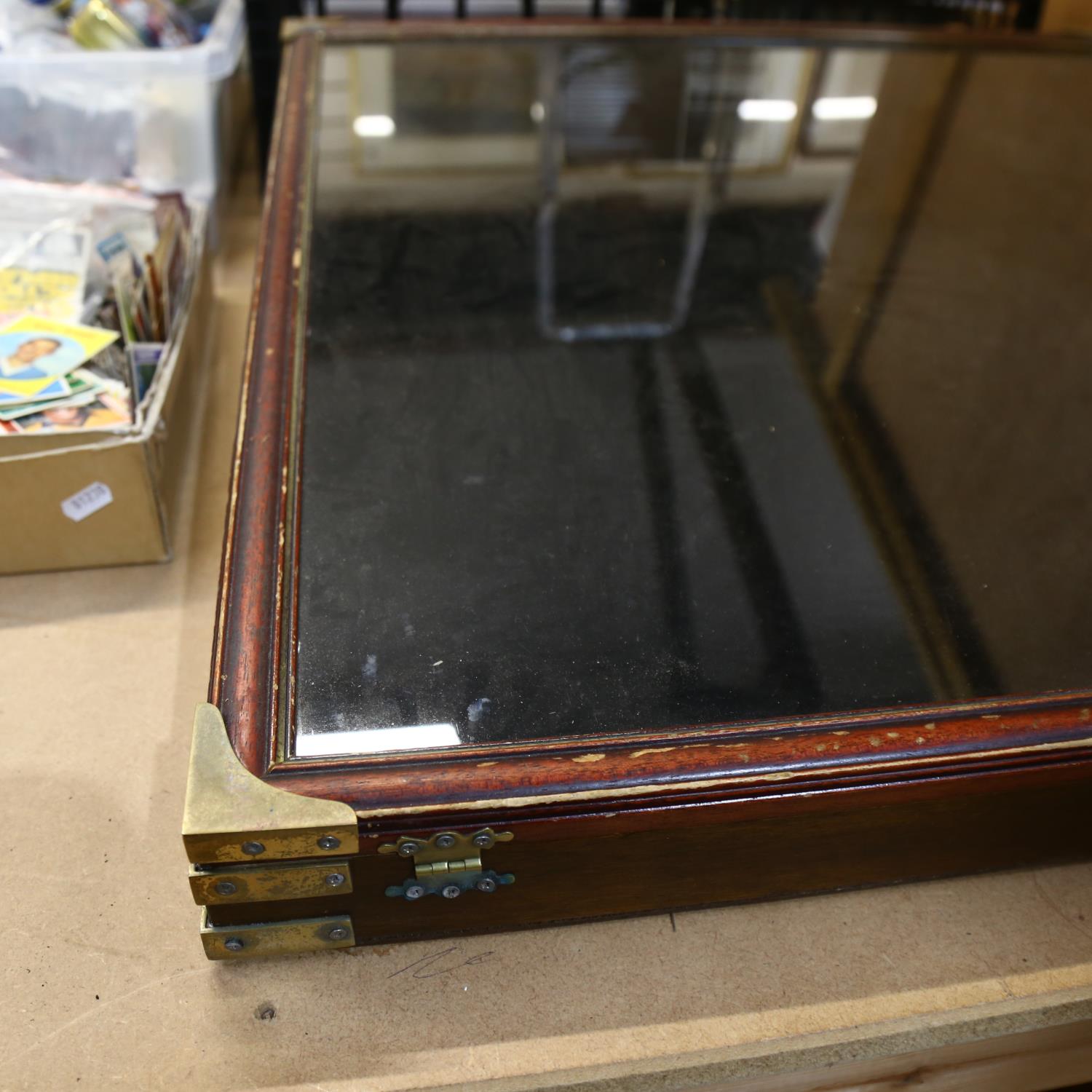 A large table-top jewellery display cabinet, brass mounted with sloped lid, 75cm x 77cm - Image 2 of 2