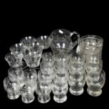 A glass water set, and other Vintage drinking glasses etc