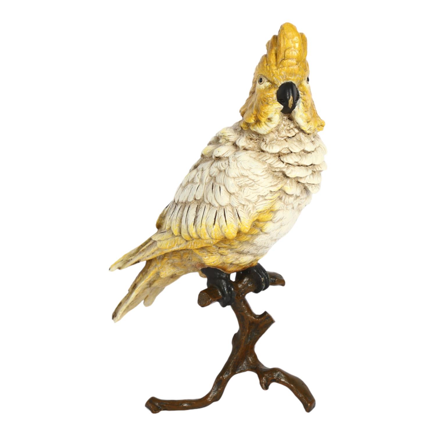 A large Bergmann style cold painted bronze parrot on shaped branch, H30cm In good overall condition,