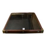 A large table-top jewellery display cabinet, brass mounted with sloped lid, 75cm x 77cm