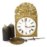 Antique French comptoise clock movement, with enamel dial, H39cm