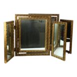 A pair of Vintage triple dressing table mirrors, with moulded gilded frames, H50cm