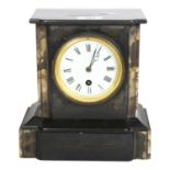 Antique slate and coloured marble-cased mantel clock, H23cm