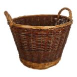A wicker log basket, 51cm across