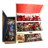 A cantilever jewellery box, complete with various costume jewellery, various brooches, necklaces,