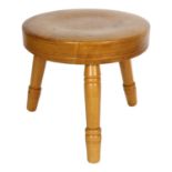 An oak and elm 3-legged stool, H24cm