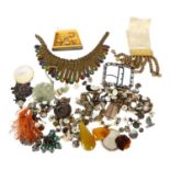 A box of various mother-of-pearl mounted gilt-metal and other cufflinks, regalia etc