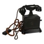 An early 20th century Ericcson hand-crank desk telephone, height of telephone including receiver