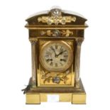 19th century gilt-brass mantel clock, 8-day movement striking on a gong, serial no. to the back of