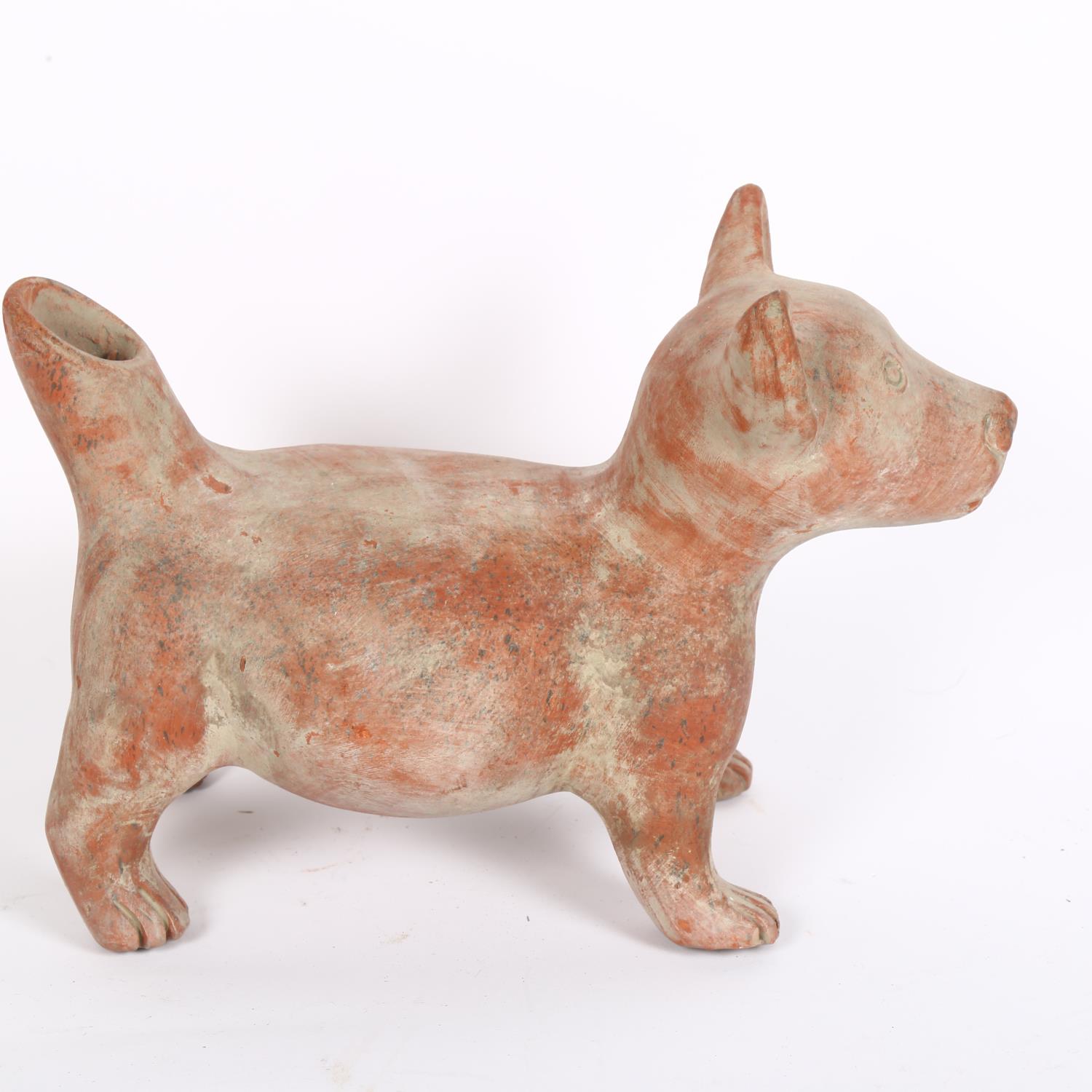 A pre-Columbian style terracotta dog design vessel, L28cm - Image 2 of 2
