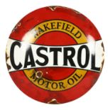 A circular enamel advertising sign "Castrol", diameter 29.5cm