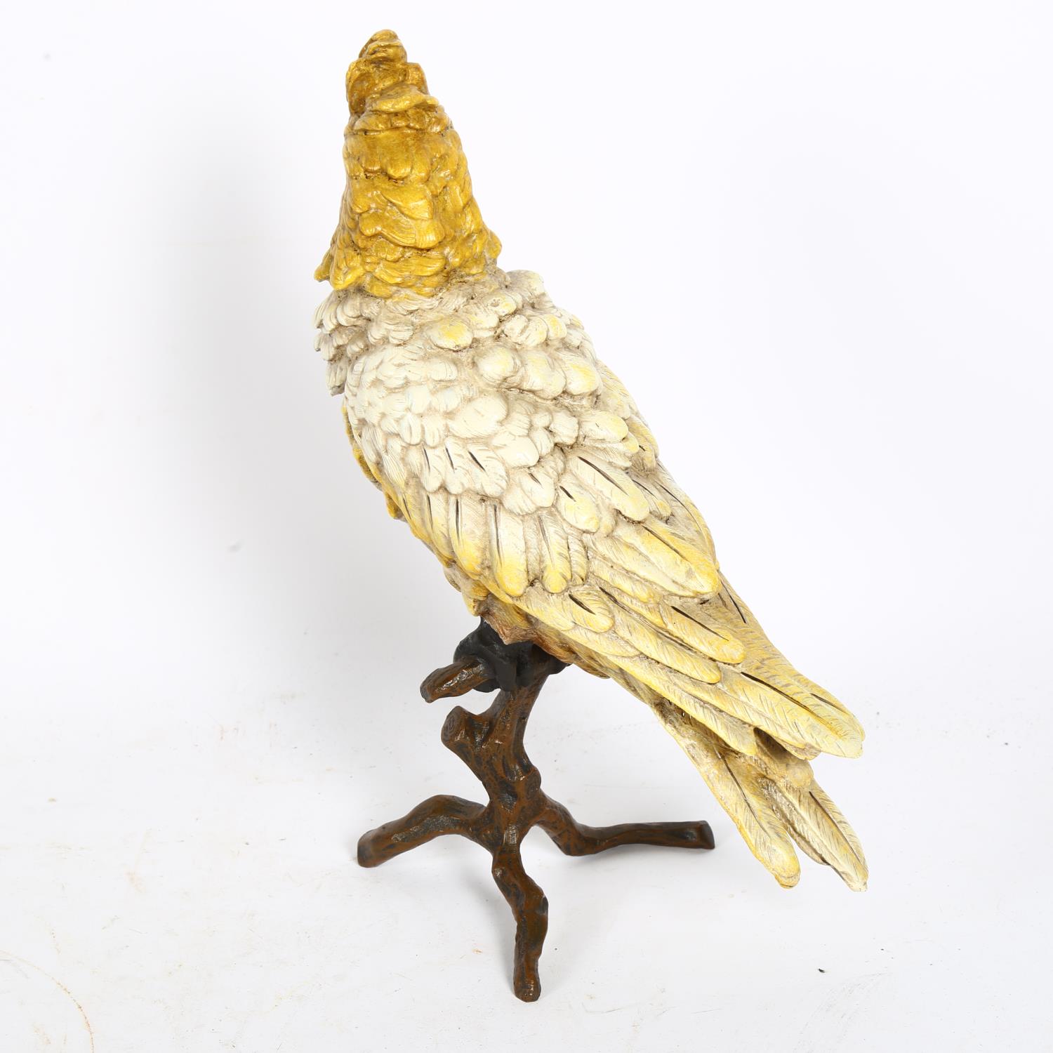 A large Bergmann style cold painted bronze parrot on shaped branch, H30cm In good overall condition, - Image 2 of 2