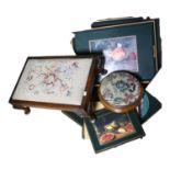 4 lacquer trays and matching place mats, by Lady Clare, a Victorian tapestry covered button