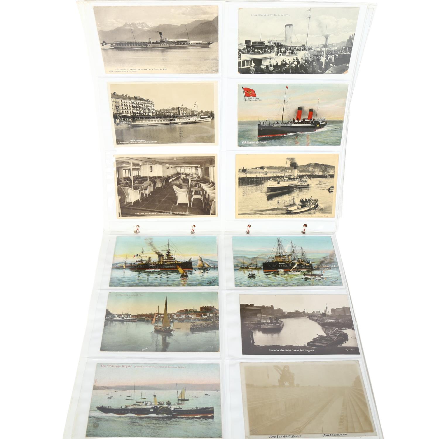 A collection of early 20th century shipping postcards, including Salving German destroyer, the wreck