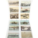 A collection of early 20th century shipping postcards, including Salving German destroyer, the wreck