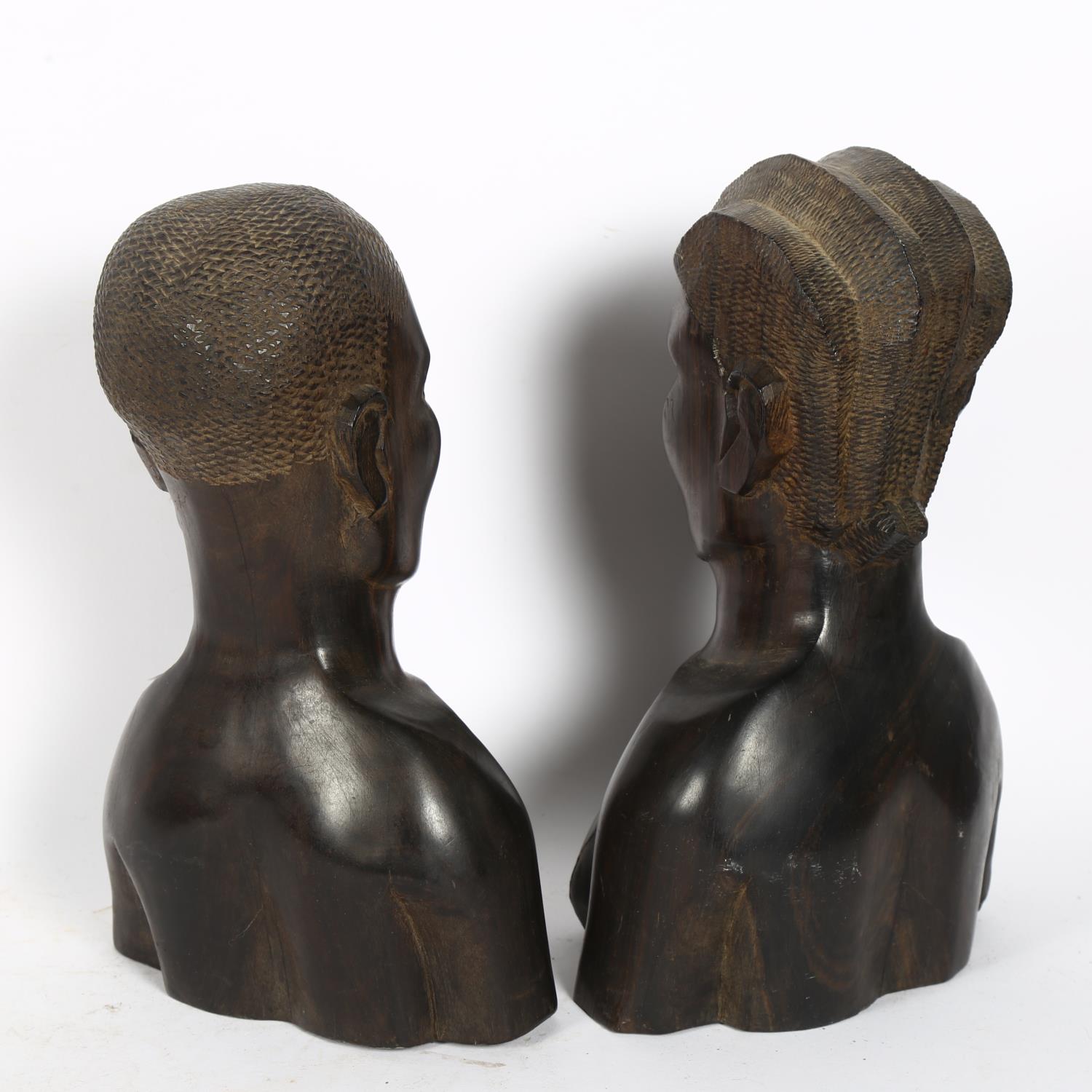2 African carved ebony busts, tallest 27cm - Image 2 of 2