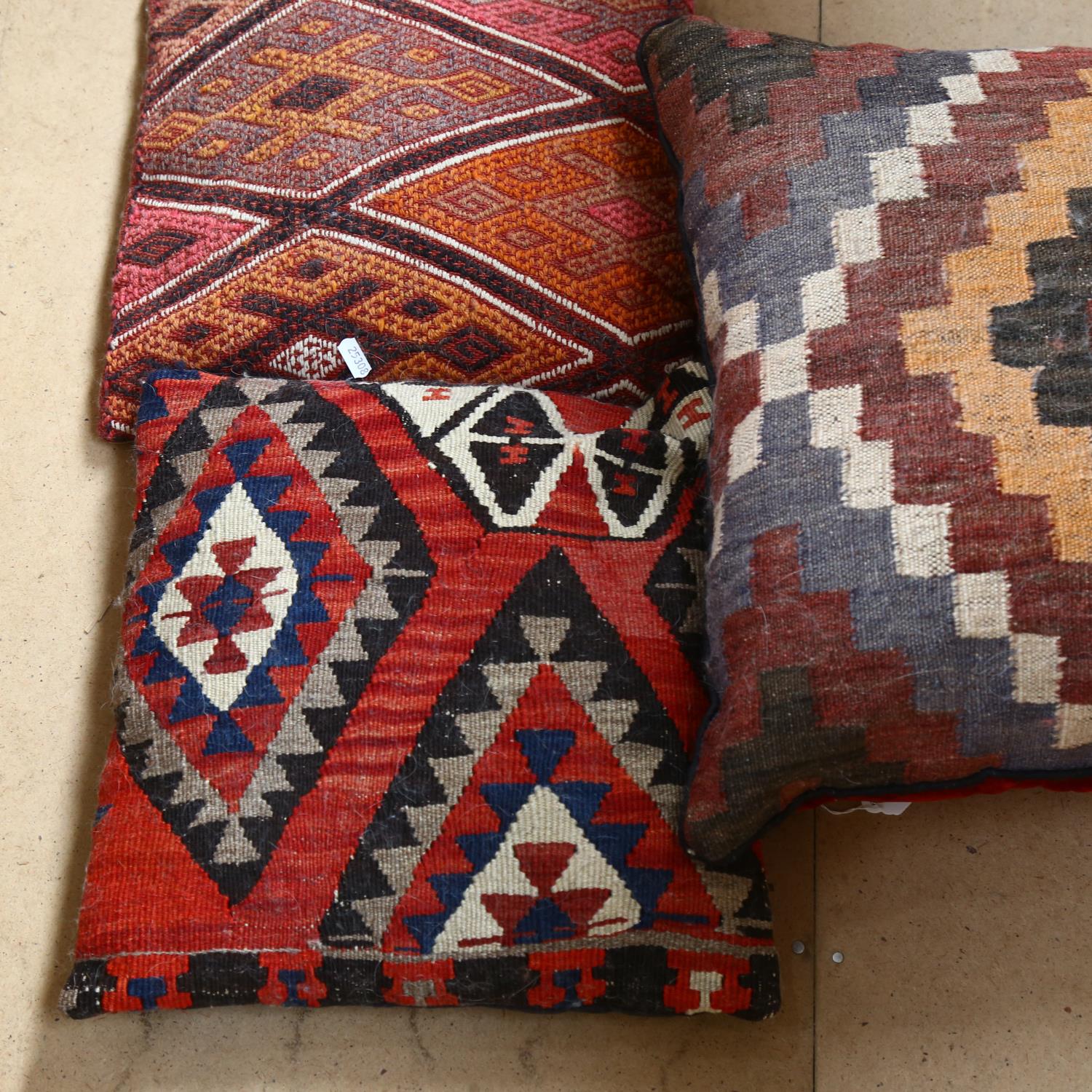 3 handmade cushions with Kilim panels, largest 45cm - Image 2 of 2