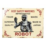 An enamel advertising sign "Robot Best Safety Matches", W43cm
