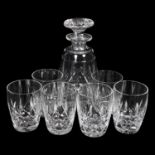 Stuart Crystal decanter and stopper in Glen Garry pattern, 22cm, and 6 matching tumblers