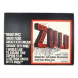 Joseph E Levine Presents Zulu, a Stanley Baker Production, a British quad film poster, mounted on