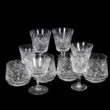 A set of 6 cut-crystal tumblers, and other matching goblets, tallest 15cm