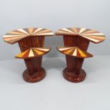 A pair of mid-century design rosewood veneered two-tier side tables. 60x65cm.