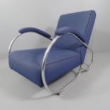 A 1930s' Modernist Art Deco tubular steel lounge chair, attributed to PEL, later upholstery,