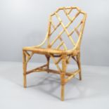 A Chippendale style bamboo and rattan side chair by Dryad of Leicester, with maker's label.