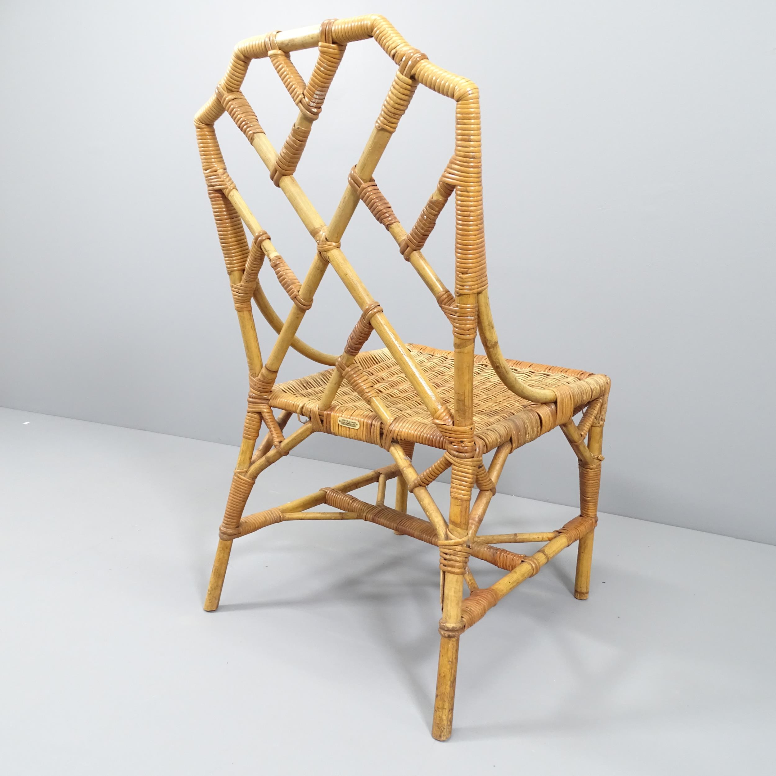 A Chippendale style bamboo and rattan side chair by Dryad of Leicester, with maker's label. - Image 2 of 3