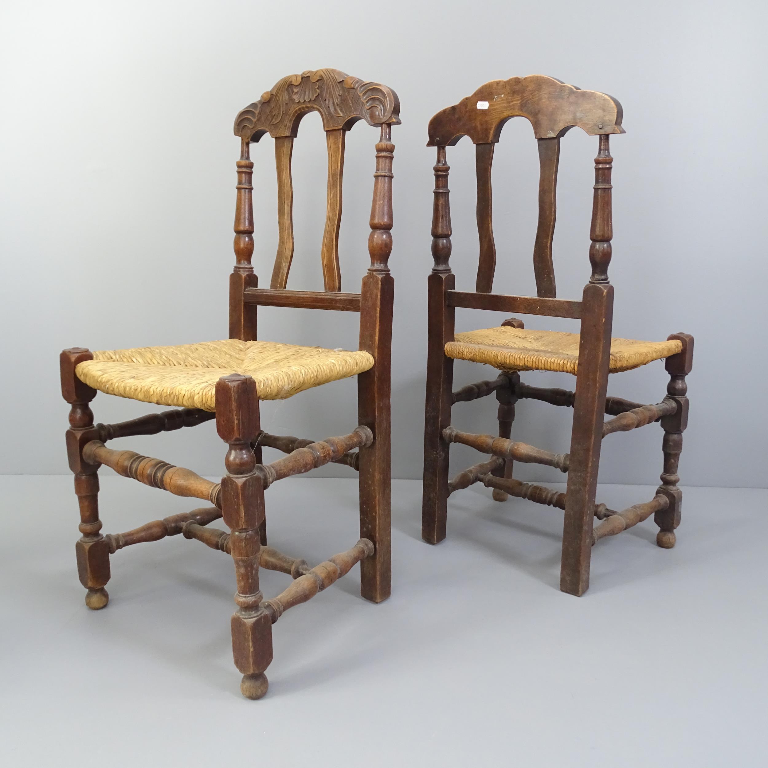 A set of four French rush seated farmhouse dining chairs. - Image 2 of 2