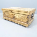 A vintage pine tool chest, with tray fitted interior. 66x27x41cm.
