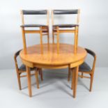 A mid-century Mackintosh draw-leaf dining table, 120 (extending to 200)x74cm, and four matching