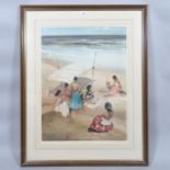 William Russell Flint (1880 - 1969), a print of gypsies on a Mediterranean beach, published in