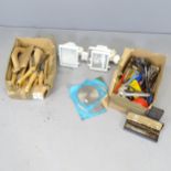 Assorted hand tools, security lights, saw blades etc.